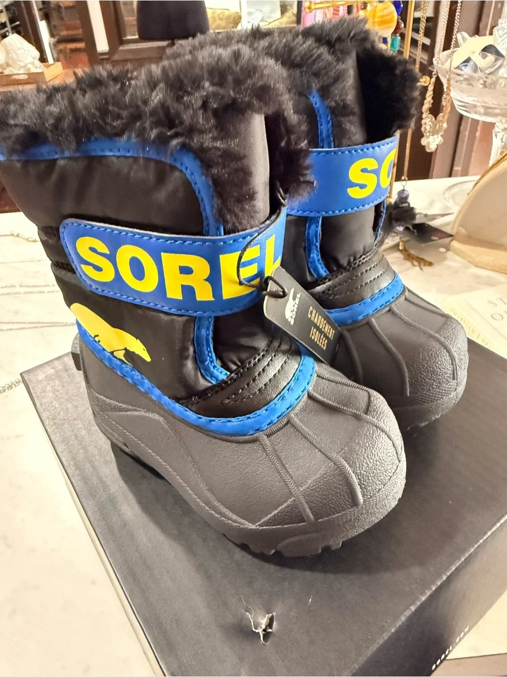 Sorel Kids Black and Blue Polar Bear Winter Boots
